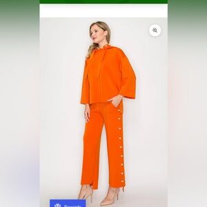 NWT Joh Apparel Texas Orange Francine French Scuba Pearl Hoodie Set - Large